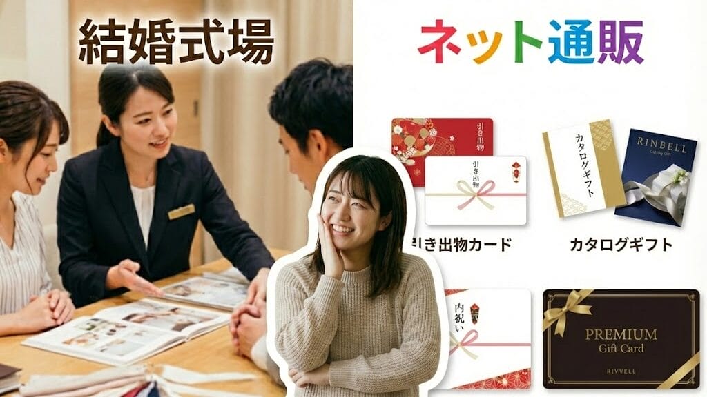 引き出物を結婚式場かネット通販かどちらか